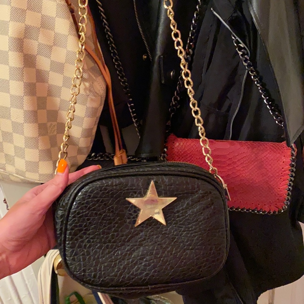 Black crossbody bag with gold star